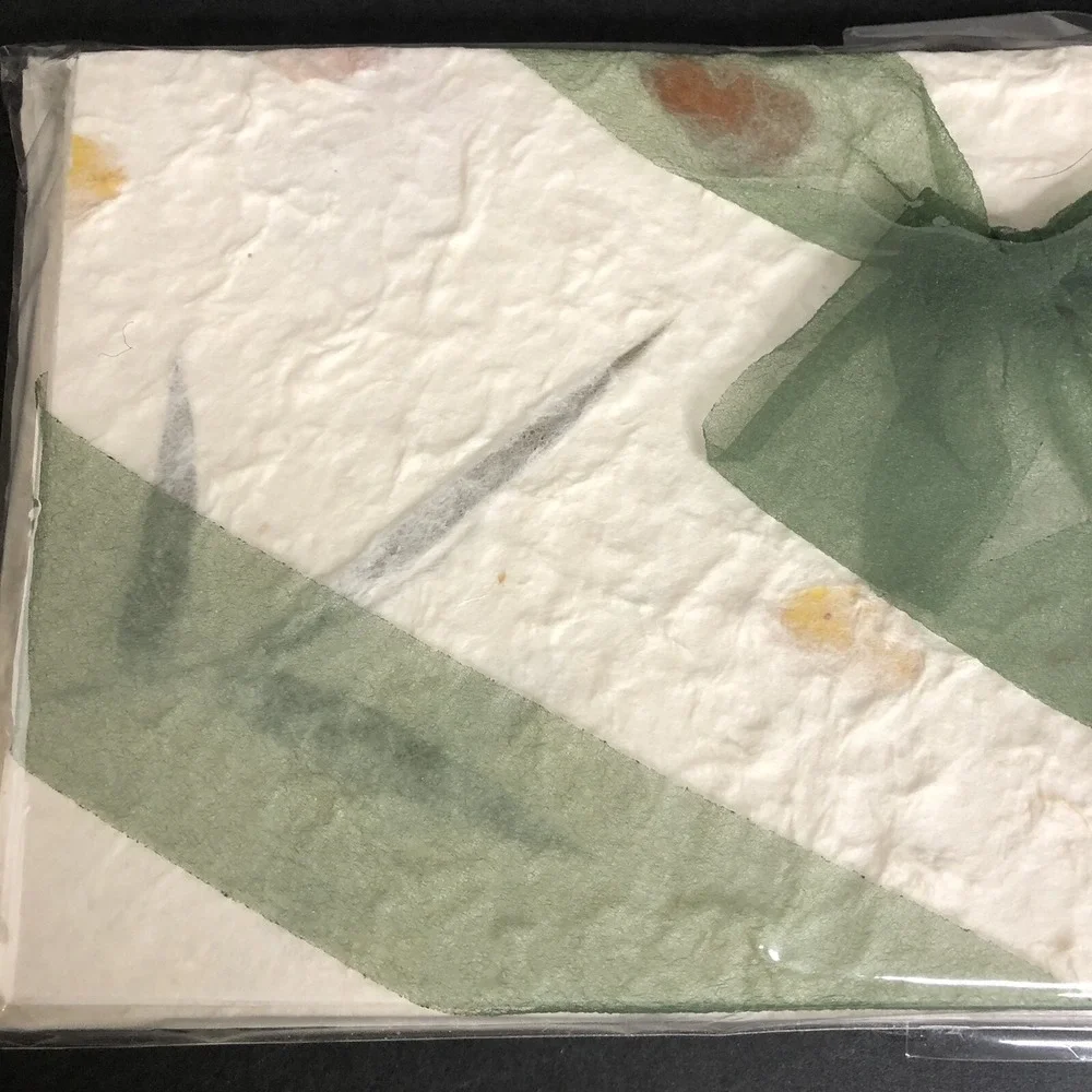 Handmade Stationary 5 Floral Paper Cards & 5 Envelopes Off-White Speckled NEW